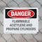 Signmission Flammable ACETYLENE And Propane Cylinders Danger Sign, Plastic, 14in W x 10in L, 2PK OS-2PACK-DS-P-1014-L-2053 - alternate 2